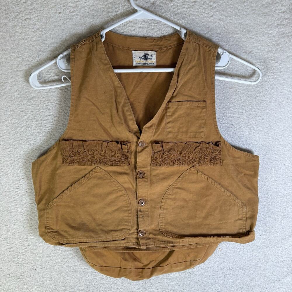 Vintage 70s Black Sheep Hunting Vest Mens XL Brown Outdoor Japan Canvas READ